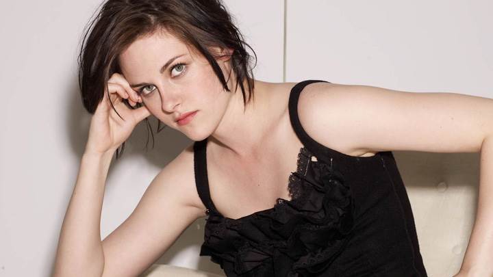 Kristen Stewart Sitting In Black Dress